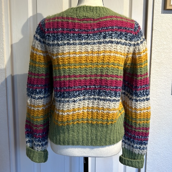 Mother Alpaca Multicolor Puff Sleeve Crop Sweater - Picture 6 of 12
